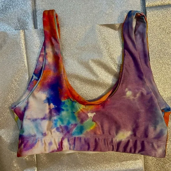 Women’s Sports Bra  - Goldsheep Workout U Bra - Neon Tie Dye - L - New
