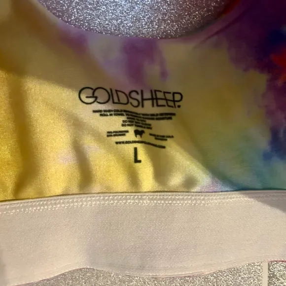 Women’s Sports Bra  - Goldsheep Workout U Bra - Neon Tie Dye - L - New