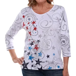 Women's Star Spangled 3/4 Sleeve Top