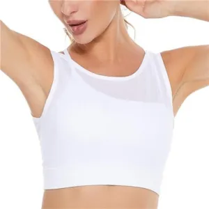 WOMENS Strappy Sports Bra Mesh Open Back Sports Bra for Workout Yoga Gym White-1